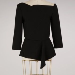 Roland Mouret Almeley long sleeve black asymmetrical top